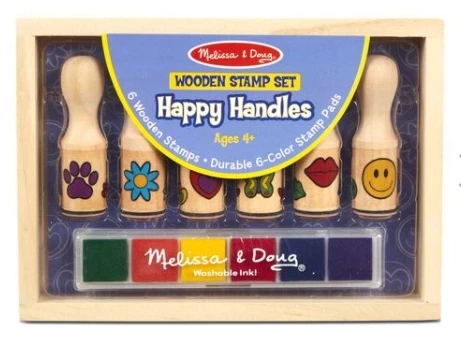 Melissa and Doug Wooden Stamp Set - Happy Handles 1 Melissa and Doug Wooden Stamp Set - Happy Handles
