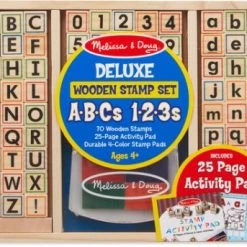 Melissa and Doug Deluxe Wooden Stamp Set - ABC's 123s