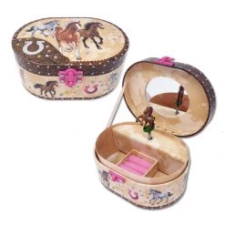 Hot Focus Dashing Horse Oval Shaped Musical Jewelry Box -Toys Elegant shop 302 dh 1