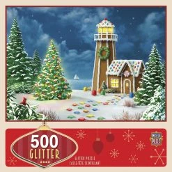 MasterPieces® Holiday Glitter 500-Piece Puzzle - Assorted Styles -Toys Elegant shop 31732 box