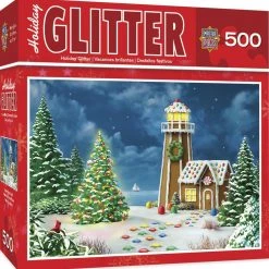 MasterPieces® Holiday Glitter 500-Piece Puzzle - Assorted Styles -Toys Elegant shop 31732 box3d