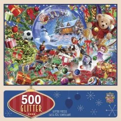 MasterPieces® Holiday Glitter 500-Piece Puzzle - Assorted Styles -Toys Elegant shop 31859 box