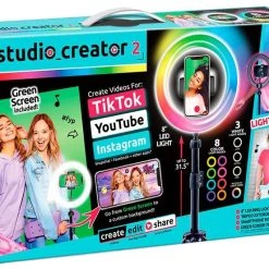 Studio Creator 2: Video Maker Kit-Multicolor Ring Light W Green Screen & Tripod