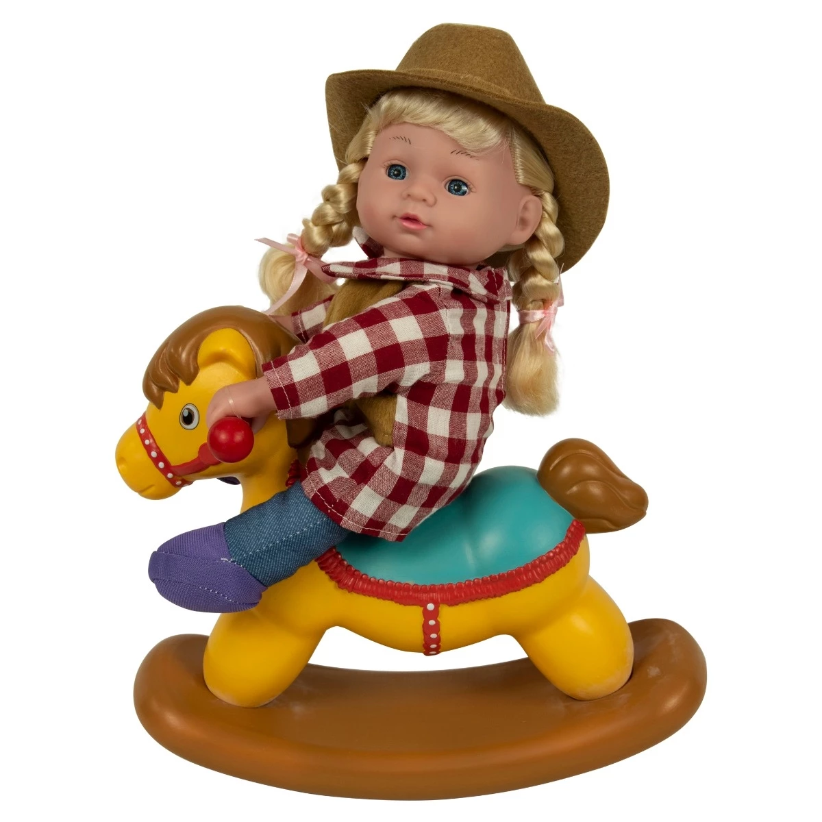 Country Doll on Rocking Horse, 13" 3 Country Doll on Rocking Horse, 13" - Image 3