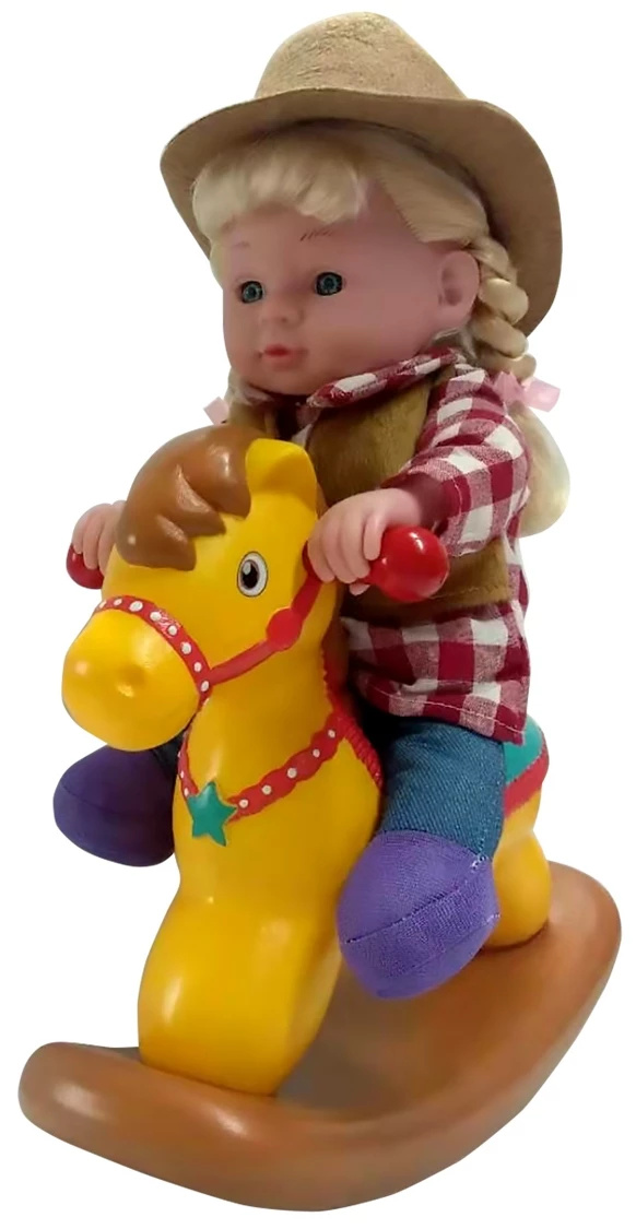 Country Doll on Rocking Horse, 13" 1 Country Doll on Rocking Horse, 13"